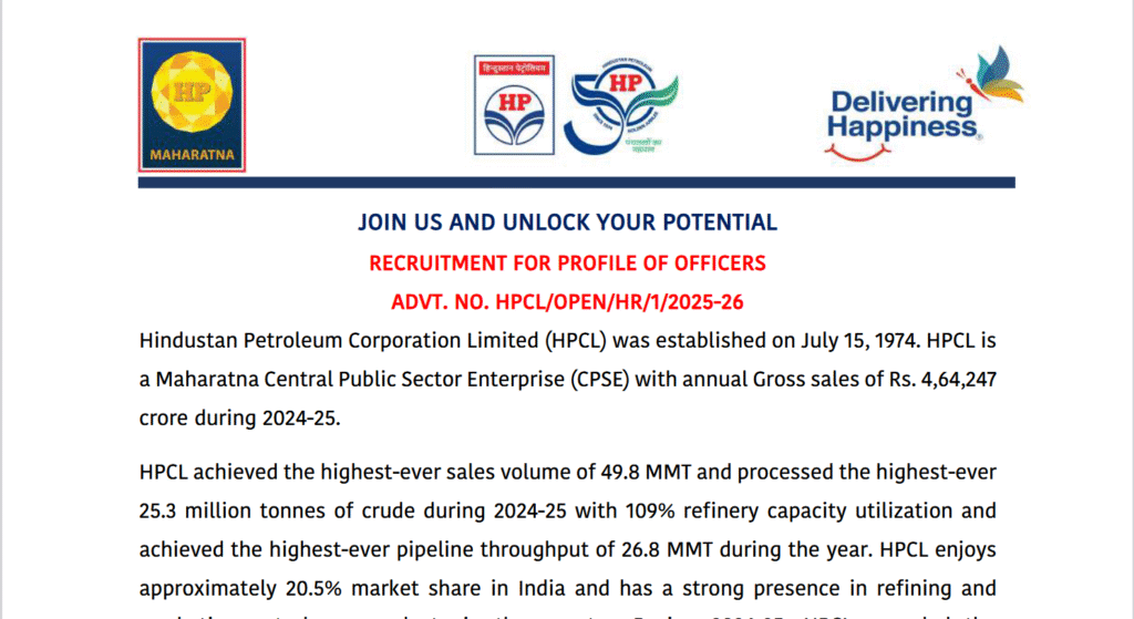 HPCL Recruitment 2025 Notification