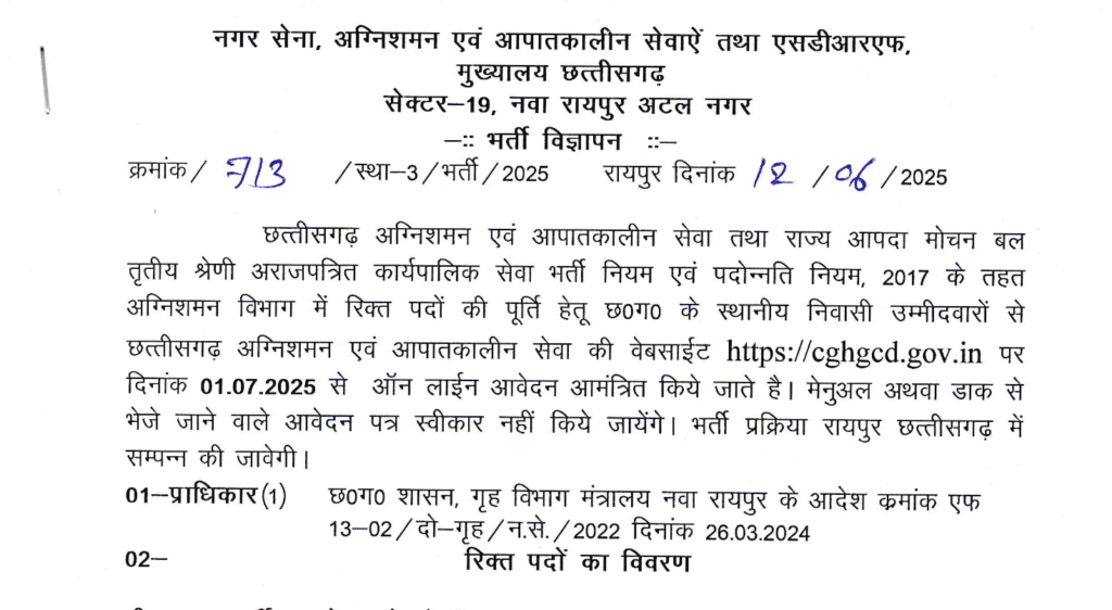 CG Nagar Sena Vibhag Recruitment 2025