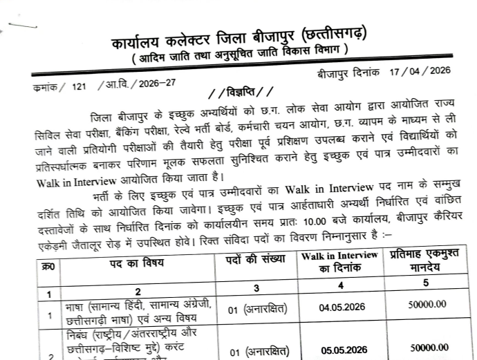 Bijapur Faculty Bharti 2026