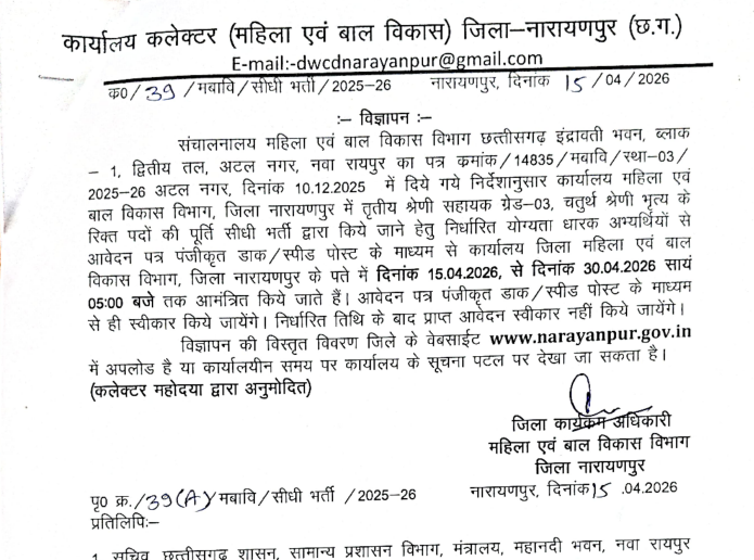 Narayanpur WCD Recruitment 2026